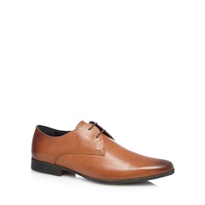 Tan burnished leather Derby shoes